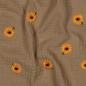 Preview: 0,5 MTR. ♥ MUSSELIN GESTICKTE SoNNENBLÜMCHEN BEIGE ♥
