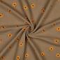 Preview: 0,5 MTR. ♥ MUSSELIN GESTICKTE SoNNENBLÜMCHEN BEIGE ♥