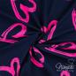 Preview: 0,5 MTR.  HEARTS NEON PINK JEANS FRENCH TERRY