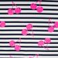 Preview: 0,50 MTR. NEON CHERRY PINK - NAVY STRIPES - FRENCH TERRY