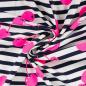 Preview: 0,50 MTR. NEON CHERRY PINK - NAVY STRIPES - FRENCH TERRY