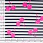Preview: 0,50 MTR. NEON CHERRY PINK - NAVY STRIPES - FRENCH TERRY