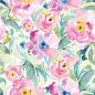 Preview: 0,5 MTR. AQUARELL SUMMER FLOWERS BAUMWOLL POPELINE