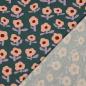 Preview: 0,5 MTR. ♥ RIPPSTRICK RETRO BLOOM DAISIES GRÜN JERSEY  ♥