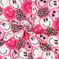 Preview: 0,5 MTR. ♥ CRAZY SMILEY PINK - FRENCH TERRY ♥