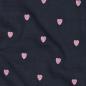 Preview: 0,5 MTR. ♥ MUSSELIN GESTICKTE ROSE HERZEN - NAVY ♥