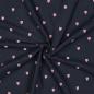Preview: 0,5 MTR. ♥ MUSSELIN GESTICKTE ROSE HERZEN - NAVY ♥