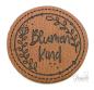 Preview: 1 Stück - KuNSTLEDER LABEL - BLUMENKIND - AUFNÄHER MIT VORGEDRUCKTER NÄHNAHT - Kreis 45mm