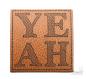 Preview: 1 Stück - XL KuNSTLEDER LABEL YE AH  - AUFNÄHER MIT VORGEDRUCKTER NÄHNAHT - 50x50mm
