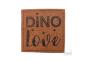 Preview: 1 Stück - KuNSTLEDER LABEL - DINO LOVE  - AUFNÄHER MIT VORGEDRUCKTER NÄHNAHT -  45mm x45mm