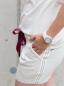 Preview: 1 MTR. GLiTTER CONTRAST STRIPES - WeiSS-GOLD - 3cm - elastisch