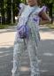 Preview: 0,5 MTR. ♥ RIPPSTRICK JERSEY SUMMER FLOWERS HELLBLAU ♥