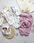 Preview: 0,5 MTR. ♥ WAFFEL STRICKJERSEY - FLOWERS FLIEDER/ROSE ♥