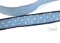 Preview: 1 MTR. ♥Jeans Band mit Spitze / gepunktet / Hellblau mit dunkler Spitze - 25mm♥