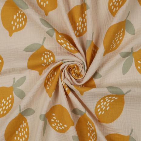0,5 MTR. ♥ ZITRONEN - MUSSELIN - SAND DouBLE GAUZE ♥