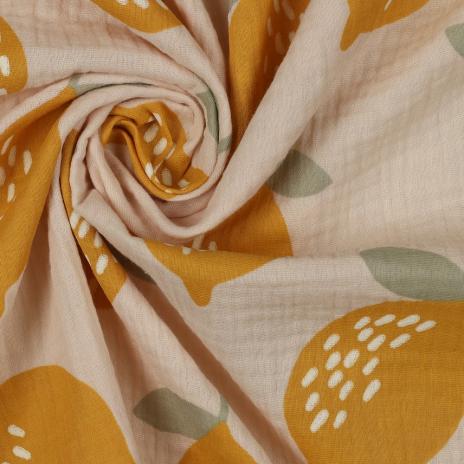 0,5 MTR. ♥ ZITRONEN - MUSSELIN - SAND DouBLE GAUZE ♥