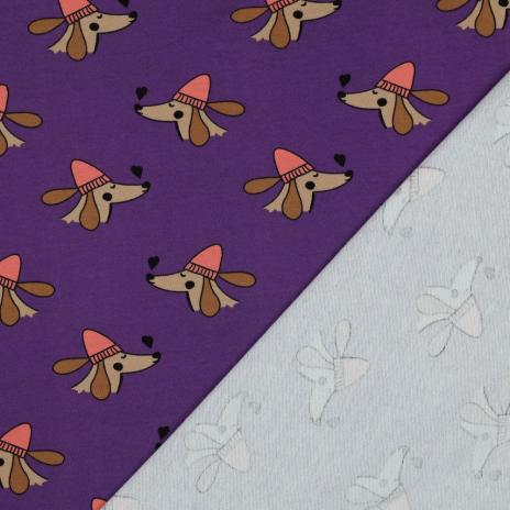 ♥ WINTER DACKEL & HERZEN LILA PUDER FRENCH TERRY ♥