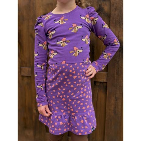 ♥ WINTER DACKEL & HERZEN LILA PUDER FRENCH TERRY ♥