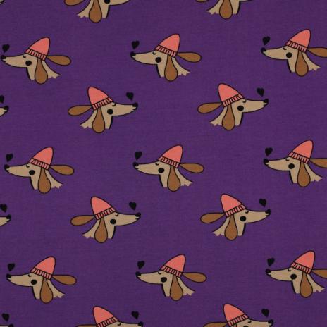 ♥ WINTER DACKEL & HERZEN LILA PUDER FRENCH TERRY ♥