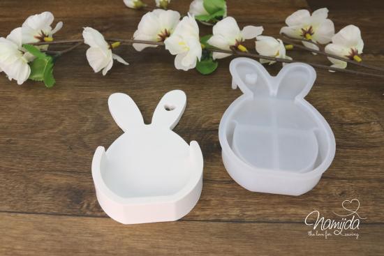 1 Stück ♥ GIESSFORM SILIKON OSTERHASE GESCHENKEBOX RÜCKSEITE GESCHLOSSEN ♥