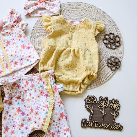 0,5 MTR. ♥ LoCHSTICKEREI  MuSSELIN - BUTTER LEMON - DouBLE GAUZE ♥