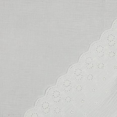 0,5 MTR. ♥ MuSSELIN GESTICKTE BOGENKANTE WEISS ♥
