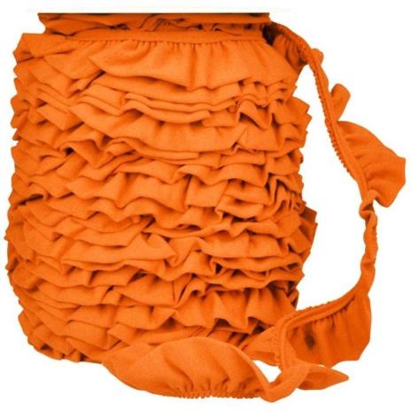 1 MTR. ♥JERSEY VOLANT RüSCHE - ORANGE - 30mm ♥