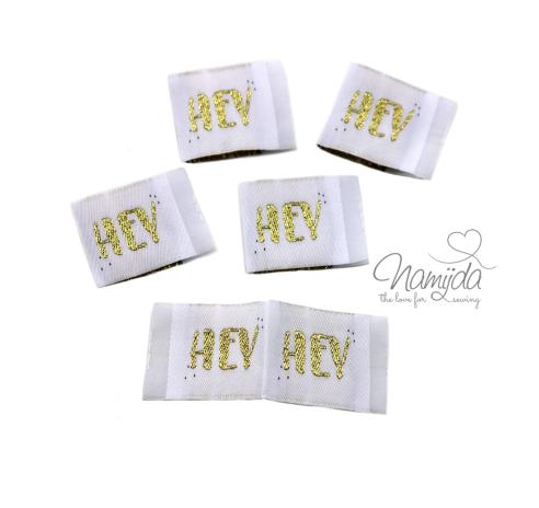5 STCK. ♥ NAMIJDA EP WEBETIKETTEN - HEY GOLD ♥