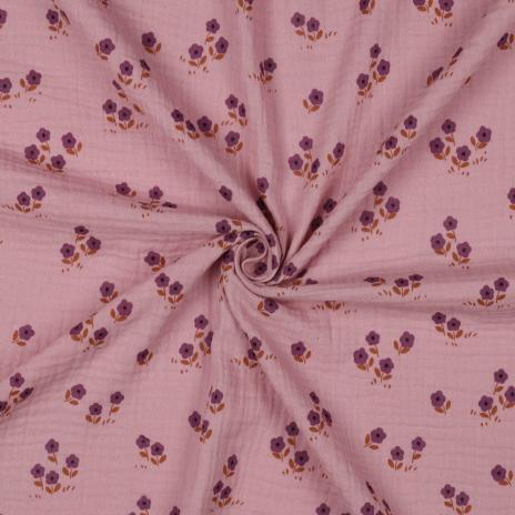 0,5 MTR. ♥ STREUBLÜMCHEN MAUVE MUSSELIN  ♥