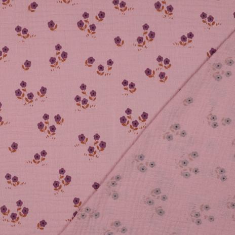 0,5 MTR. ♥ STREUBLÜMCHEN MAUVE MUSSELIN  ♥