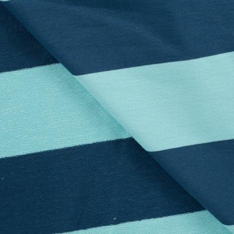0,50 MTR. XL STREIFEN NAVY AQUA - FRENCH TERRY