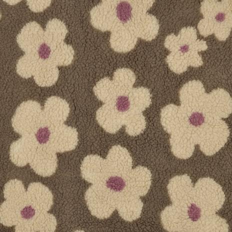 0,5 MTR. ♥ DAISIES FLOWER TEDDY TAUPE BEIGE  ♥