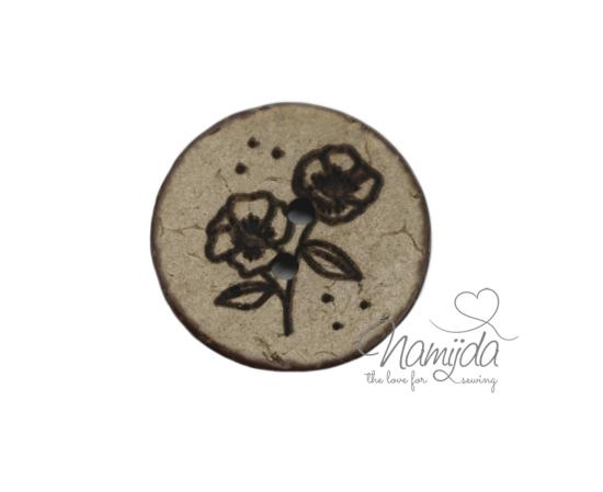 1 Stück ♥ EIGENPRODUKTION KOKOSKNOPF Blume...  - HOLZKNOPF - 22mm ♥
