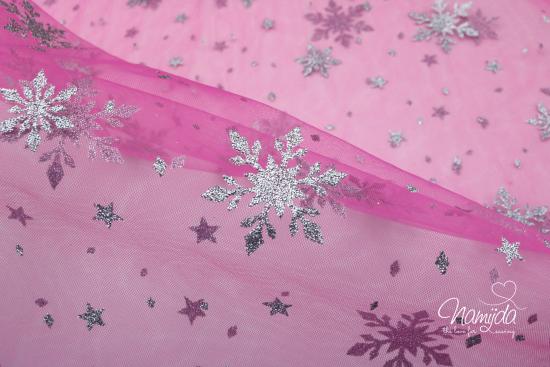 0,5 MTR. ♥ WEICHER EISKRISTALL TüLL PINK♥