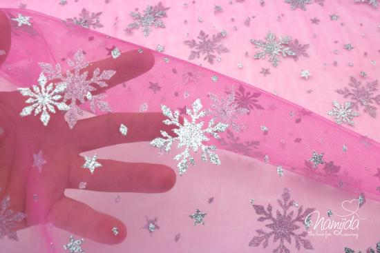 0,5 MTR. ♥ WEICHER EISKRISTALL TüLL PINK♥