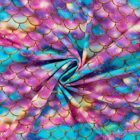 RESTSTÜCK 0,80 MTR. ♥ GOLD MeRMAiD FiN - CoLoRFuL - JERSEY ♥