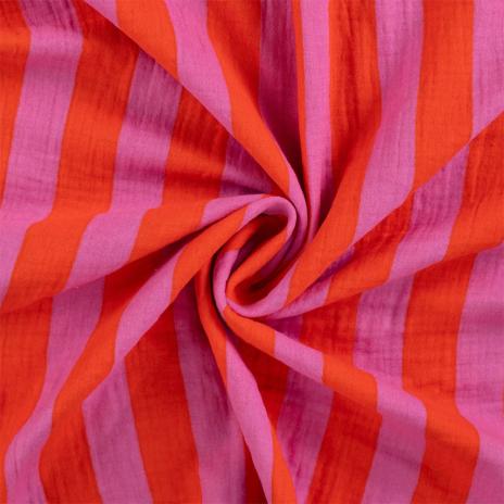 0,5 MTR. ♥ MuSSELIN STREIFEN ORANGE ROSA ♥