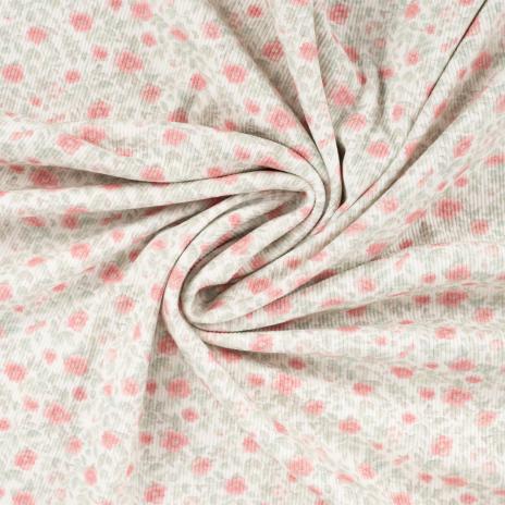 0,5 MTR.  ♥ RIPPSTRICK JERSEY PASTELL FLOWERS  ♥