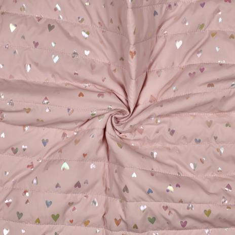 0,5 MTR. ♥ ABGESTEPPTER JACKENSTOFF GLITZER FOIL HERZEN ♥