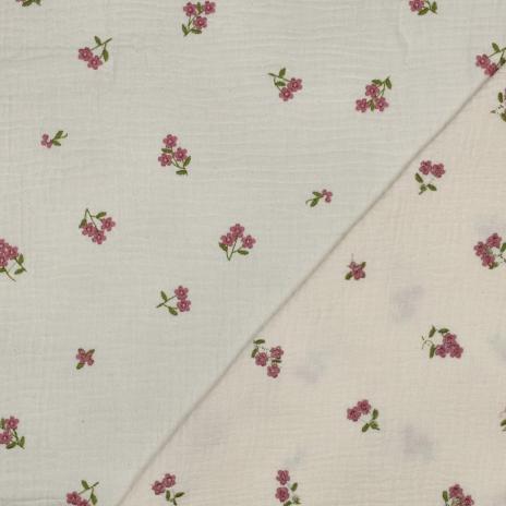 0,5 MTR. ♥ MuSSELIN GESTICKTE STREUBLÜMCHEN NATUR ♥