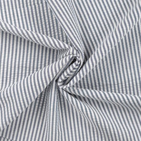 0,5 MTR. SEERSUCKER STREIFEN UNI NAVY