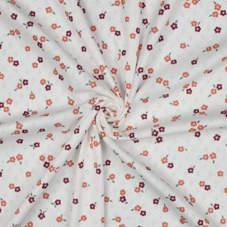 0,5 MTR.  ♥ BAUMWOLLJERSEY POINTOILLE Lochstickerrei - BLÜMCHEN ♥