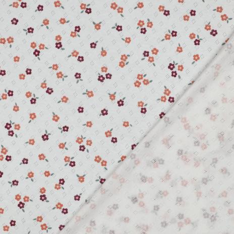 0,5 MTR.  ♥ BAUMWOLLJERSEY POINTOILLE Lochstickerrei - BLÜMCHEN ♥