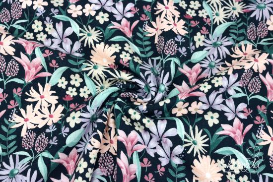 0,50 MTR. ♥ BLUMENWIESE NAVY JERSEY  ♥