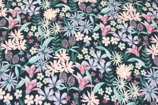0,50 MTR. ♥ BLUMENWIESE NAVY JERSEY  ♥