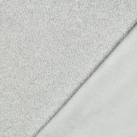 0,5 MTR.  ♥ TEDDY BOUCLE  - FLEECE INNENSEITE   DOUBLEFACE HELLGRAU ♥