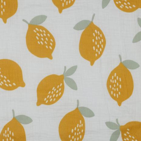 0,5 MTR. ♥ ZITRONEN - MUSSELIN - NATUR DouBLE GAUZE ♥
