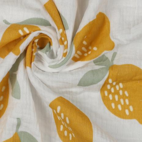 0,5 MTR. ♥ ZITRONEN - MUSSELIN - NATUR DouBLE GAUZE ♥