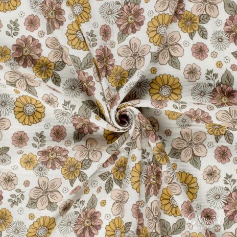0,5 MTR. ♥ BLOSSOM LOVE - MUSSELIN - DouBLE GAUZE ♥