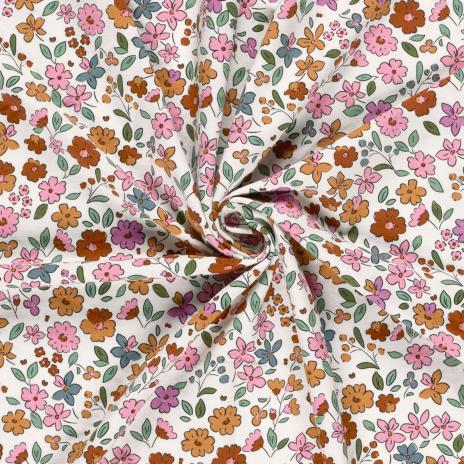 0,5 MTR.  AUTUMN COLORFUL FLOWERS - FRENCH TERRY